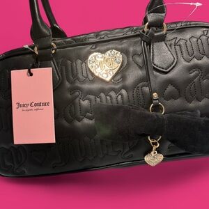Juicy Couture Black Shoulder Bag with Heart Charm